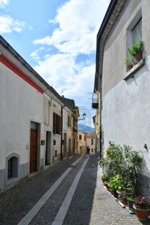Photo for A narrow street in Nusco, a small mountain village in the province of Avellino, Italy. - Royalty Free Image