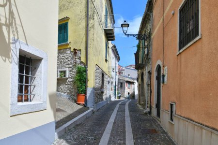 Photo for A narrow street in Nusco, a small mountain village in the province of Avellino, Italy. - Royalty Free Image