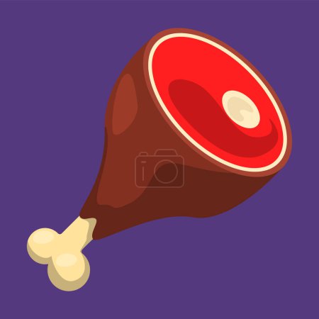Ilustración de Grilled chicken leg. Vector illustration of a cooked meat, game icon, symbol of food. Full of proteing chicken fillet. - Imagen libre de derechos