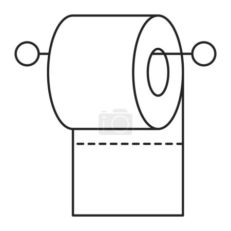 Téléchargez les illustrations : Papier toilette ligne icône vecteur isolé. Concept d'hygiène personnelle, papier doux. Symbole simple de l'outil toilettes. - en licence libre de droit