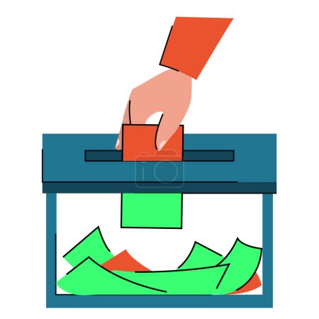 Electoral fraud vector isolated. Changing ballots, vote rigging and corruption. Fraud in politics. Vote changing from red to green inside the ballot box.