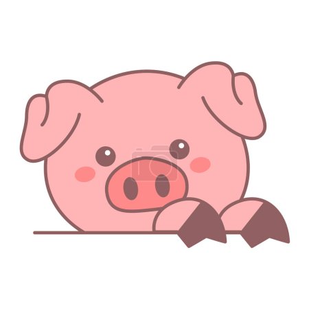 Cute baby pig head icon vector isolated. Flat line symbol of a funny animal with a piglet on the face. Farm animal.