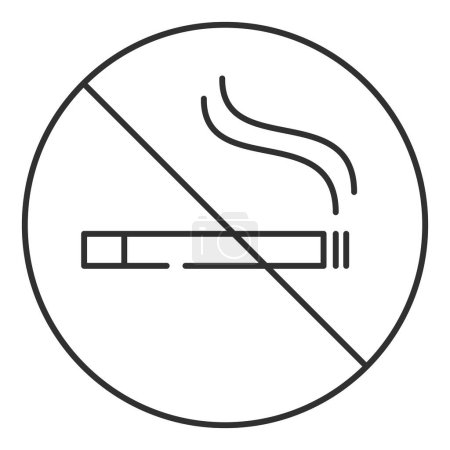 Kein rauchender Zeilensymbolvektor isoliert. Rauchen ist verboten. Zigarette in einem Stoppschild. Warnschild, Tabak verboten.