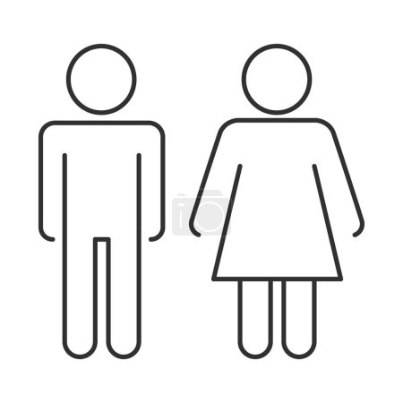 Weiblicher und männlicher Toilettenzeichenvektor isoliert. Liniensymbole für öffentliche Toiletten. Lady und Gentleman Symbol.