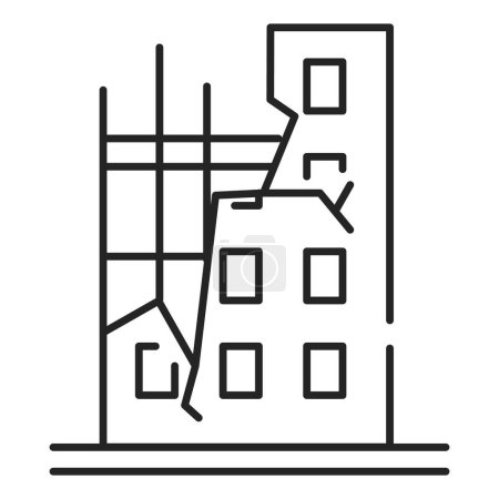 Ruined building icon vector isolated. Symbol of destroyed construction, concept of war.