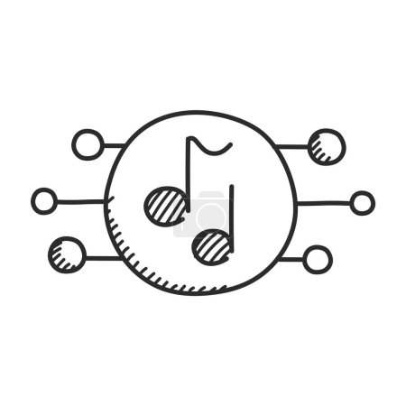 Generative artificial intelligence related icon vector isolated. Doodle illustration, concept of modern technology. AI innovation, music and voice automatic generation.