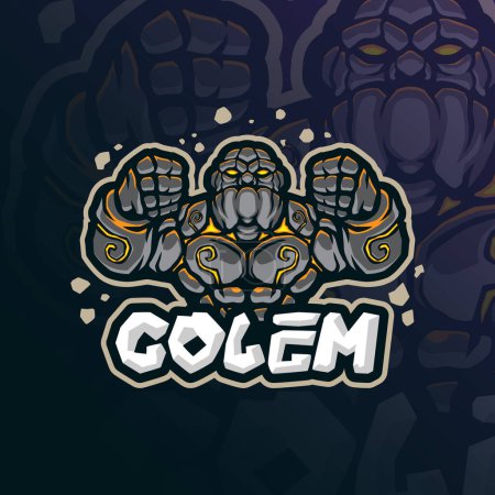 Illustration for Golem mascot logo design vector with modern illustration concept style for badge, emblem and t shirt printing. Angry golem illustration for sport and esport team. - Royalty Free Image