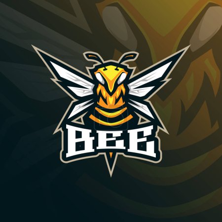 Vecteur de conception de logo de mascotte d'abeille avec un style de concept d'illustration moderne pour l'impression de badge, d'emblème et de t-shirt. Illustration d'abeille en colère pour l'équipe sportive.