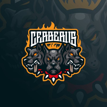 Cerberus mascot logo design vector with modern illustration concept style for badge, emblem and t shirt printing. Angry cerberus illustration for sport and esport team.