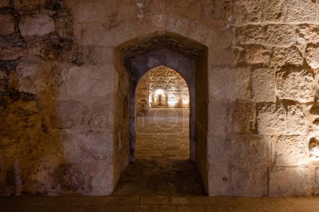 Photo for Ajloun Castle or Qalat ar-Rabad Interior Room and Door in Jordan - Royalty Free Image