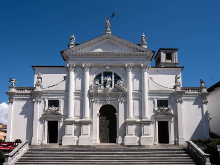 Photo for San Daniele del Friuli, Italy - August 21 2022: Duomo di San Michele Arcangelo Cathedral Exterior Facade - Royalty Free Image