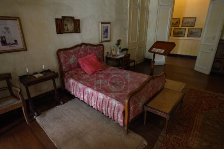 Photo for Curepipe, Mauritius - October 18 2023: Le Domaine des Aubineaux Plantation Estate Museum Bedroom Interior in Mauritius on the Tea Route in Forest Side, Curepipe - Royalty Free Image
