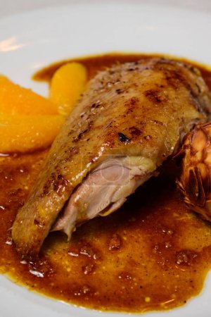 Duck a l Orange or Canard a la Bigarade Breast with Almond Croquette and Sauce