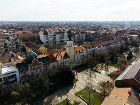 Drone aerial view of the Kikinda city, Serbia, Europe.