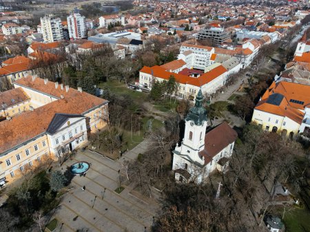 Drone aerial view of the Kikinda city, Serbia, Europe.