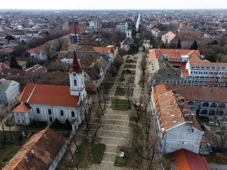 Photo for Drone aerial view of the Kikinda city, Serbia, Europe. - Royalty Free Image