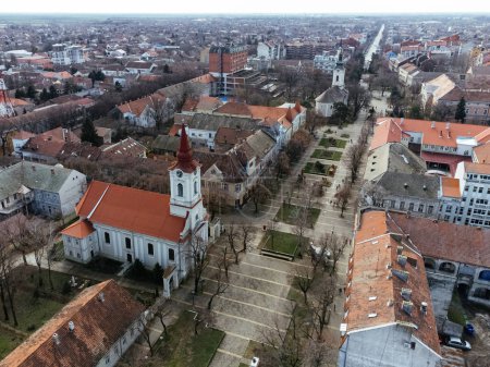 Photo for Drone aerial view of the Kikinda city, Serbia, Europe. - Royalty Free Image