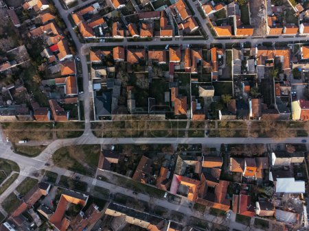 Drone view of Sombor town, square and architecture, Vojvodina region of Serbia, Europe