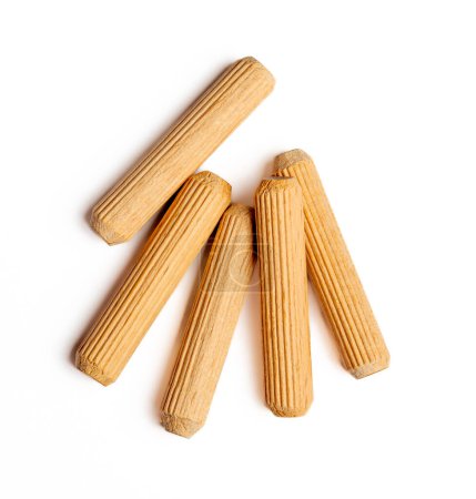 Wooden dowels isalated on white background