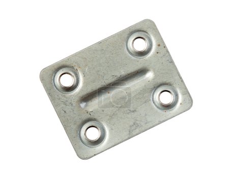 Photo for Sturdy square flat connectors, with four sturdy steel connection holes. Connecting plate for plates, panels, work surfaces, countertops and much more - Royalty Free Image