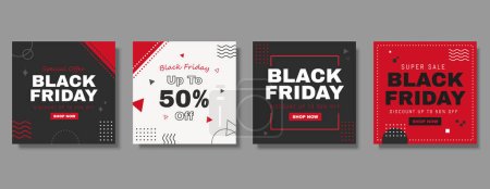 Illustration for Playful Black Friday sale template set isolated on grey background. - Royalty Free Image