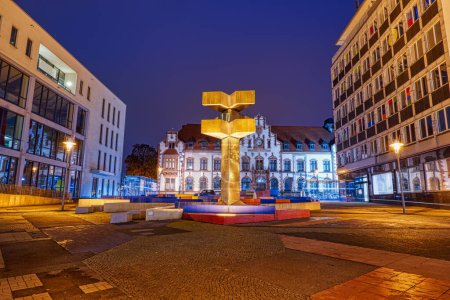 Photo for Square historical post office building and fountain in Muelheim Ruhr - Royalty Free Image