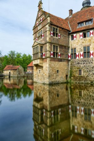 View of the historical moated castle in Luedinghausen