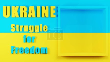 Photo for 3d rendering. The Ukrainian flag. 3d text on the background of the Ukrainian flag and a call to stop aggression, stop the war in Ukraine. - Royalty Free Image