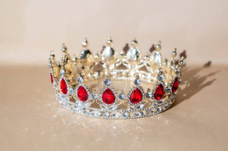 Royal red crown, symbol of power and wealth. King, queen, prince and princess
