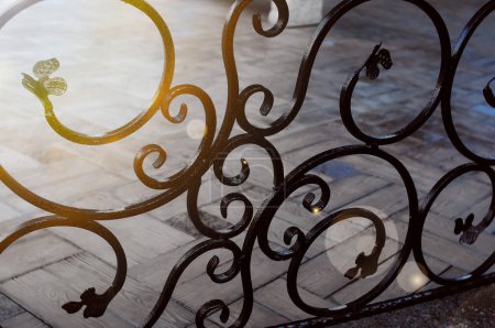 Photo for Wrought iron fence closeup. Vintage - Royalty Free Image
