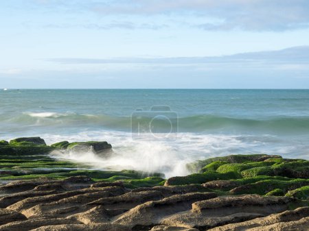 Photo for LaoMei green rock troughs /The green Reef in cloudy in New Taipei City,Taiwan. - Royalty Free Image