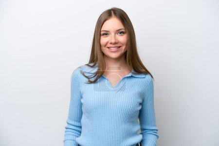Photo pour Jeune Lituanienne isolée sur fond blanc riant - image libre de droit