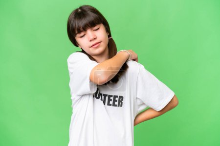 Photo for Little volunteer girl over isolated background suffering from pain in shoulder for having made an effort - Royalty Free Image