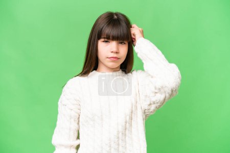 Téléchargez les photos : Little caucasian girl over isolated background with an expression of frustration and not understanding - en image libre de droit