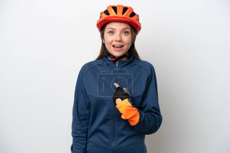 Photo for Young cyclist Lithuanian woman isolated on white background with surprise facial expression - Royalty Free Image