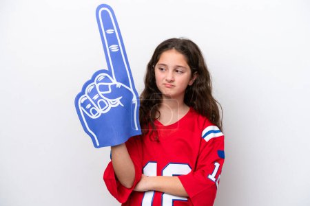 Photo for Little sports fan girl isolated on white background with sad expression - Royalty Free Image
