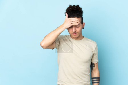 Photo for Caucasian man over isolated background with headache - Royalty Free Image