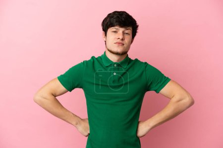 Photo for Young Russian man isolated on pink background angry - Royalty Free Image