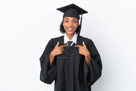 Photo for Young university graduate African American woman isolated on white background with surprise facial expression - Royalty Free Image