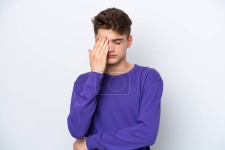 Photo for Teenager Russian man isolated on white background with headache - Royalty Free Image