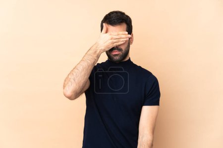 Photo for Caucasian handsome man over isolated background covering eyes by hands. Do not want to see something - Royalty Free Image