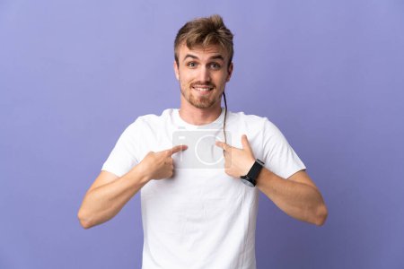 Photo for Young handsome blonde man isolated on purple background with surprise facial expression - Royalty Free Image