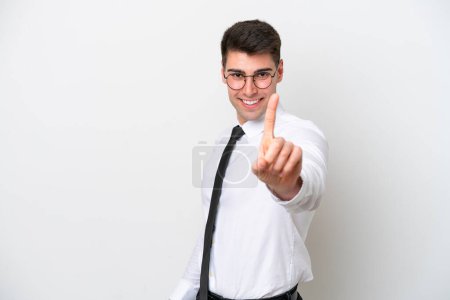 Téléchargez les photos : Business caucasian man isolated on white background showing and lifting a finger - en image libre de droit