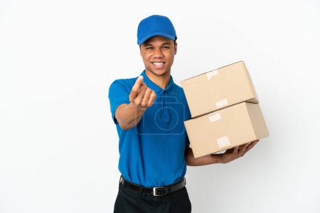 Photo for Delivery African American man isolated on white background making money gesture - Royalty Free Image