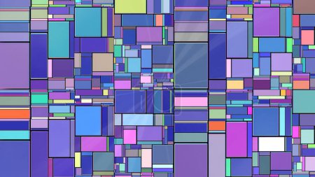 Ein Mosaik farbenfroher geometrischer Abstraktion entsteht