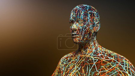 Geometric mesh human sculpture in abstract design
