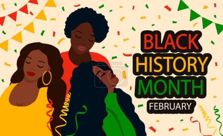 Mois de l'histoire noire bannière vectorielle célébrer février aux Etats-Unis