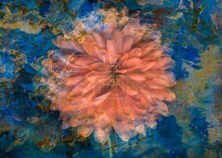 Foto de Abstract colorful painting palette. Close up flower. Wavy psychedelic background. Psychedelic pattern wallpaper. - Imagen libre de derechos