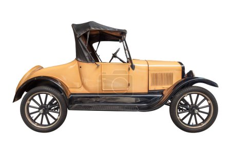 Foto de Side view of an early twentieth century American car isolated on a white background - Imagen libre de derechos