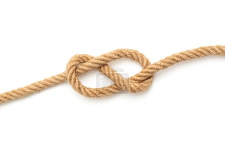 Photo for Rope with tied knot in shape wave on white background - Royalty Free Image